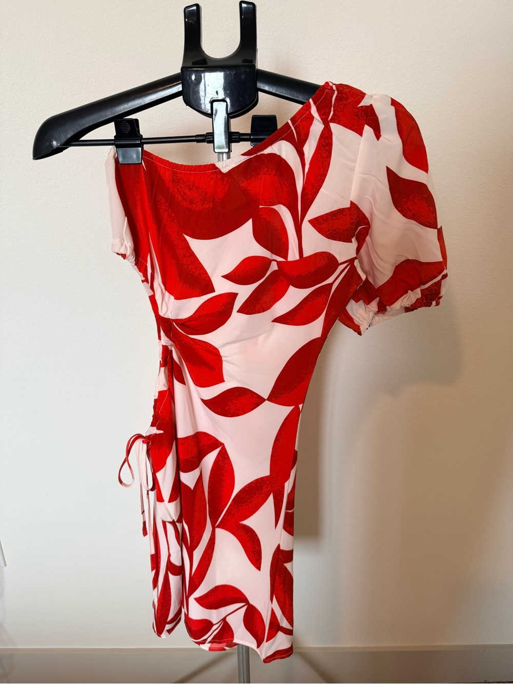 One-Shoulder Red Floral Dress with peek a boo side and purse included!